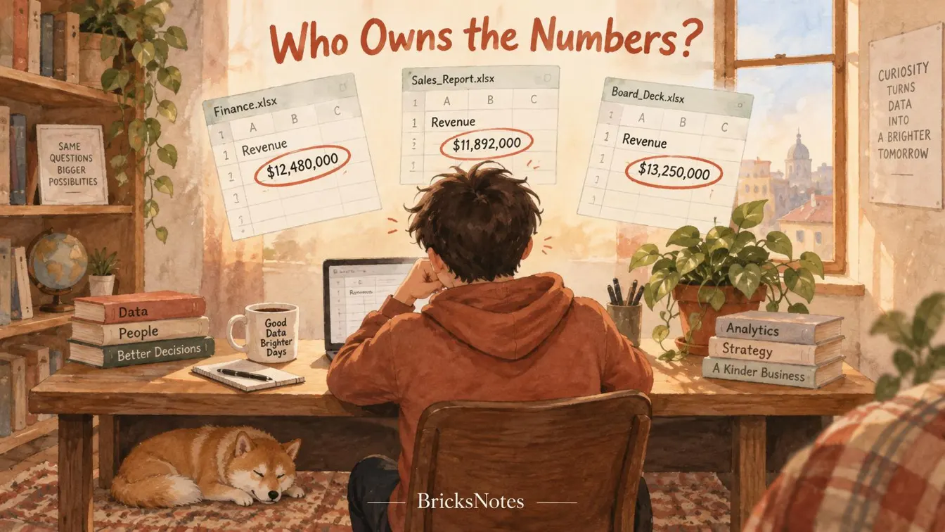 An analyst looking at three spreadsheets that each show a different revenue number