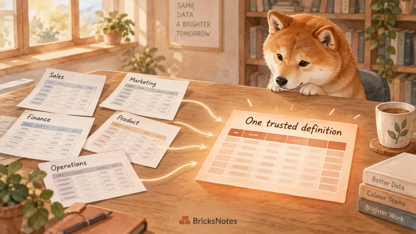 Many department spreadsheets merging into one trusted definition