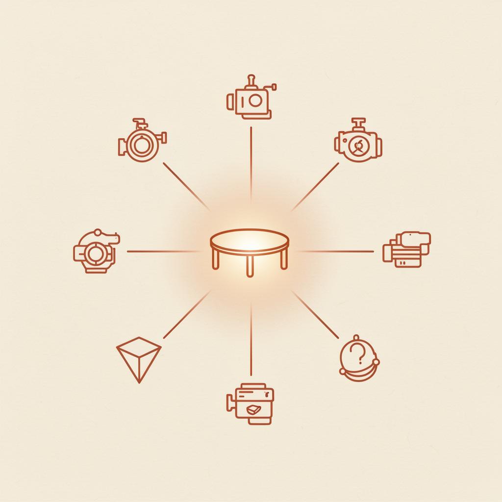 One governed table in the center, many engines reading from it through open APIs