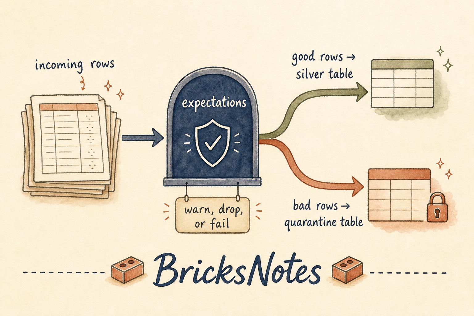 How a quality gate routes good and bad rows