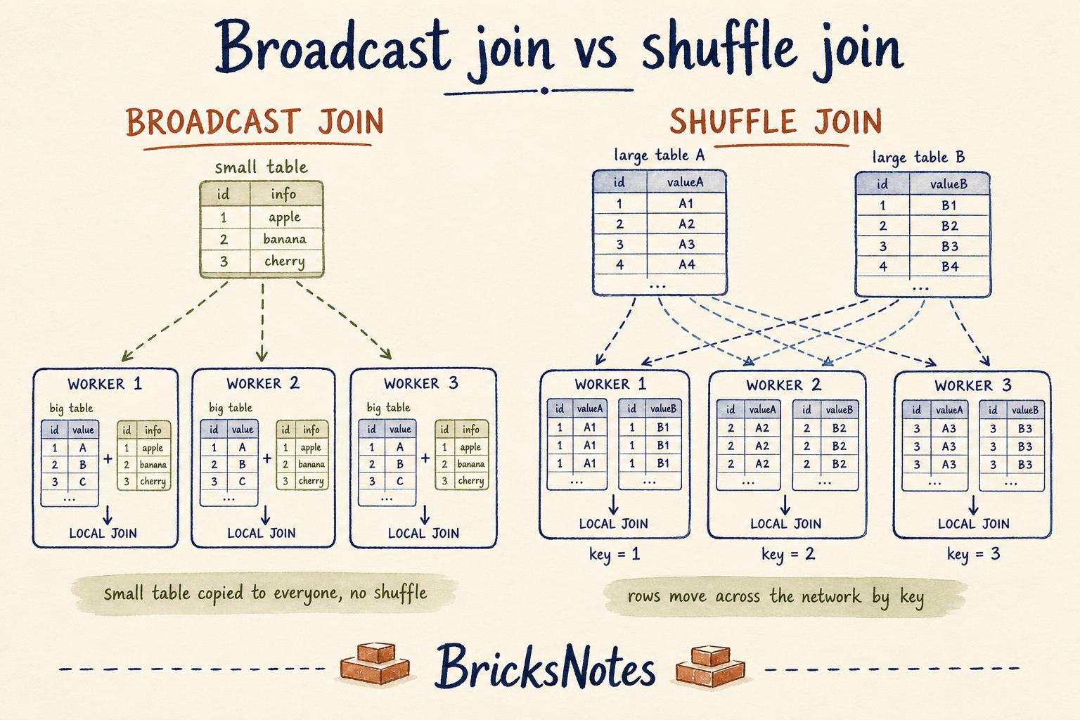 Broadcast join vs shuffle join